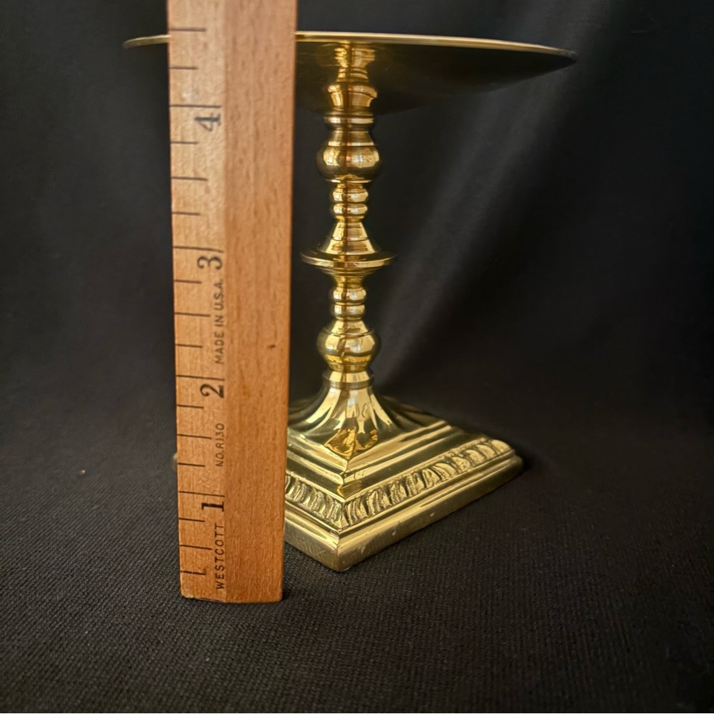Vintage Solid Brass Pedestal Candle Holder Ralph Lauren Style Decor - Picture 4 of 8